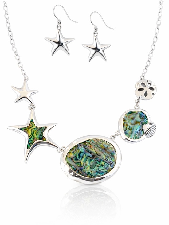 Handmade Jewelry - Abalone Shell Starfish Necklace Set